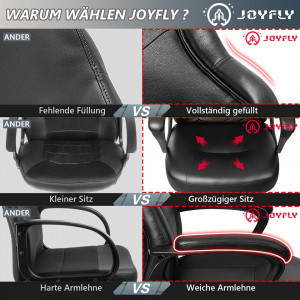 Scaun de gaming JOYFLY, piele PU, negru/rosu, 53,3 x 52,8 x 104/113 cm - Img 5