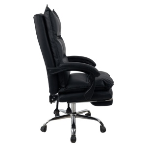 Scaun directorial AB041, piele ecologica, cadru cromat, spatar rabatabil, suport pentru picioare, sarcina maxima 120 kg, negru - Img 2