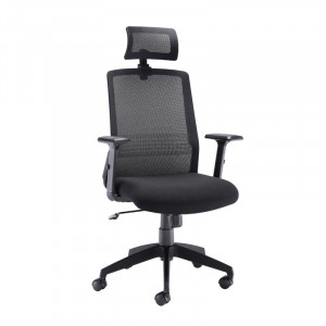 Scaun ergonomic de birou din plasă, negru, 64cm L x 64cm D - Img 1