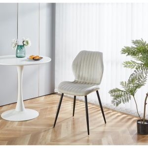 Scaun living AB104, catifea, picioare metalice, 89x48x43 cm, sarcina maxima 100 kg, bej