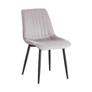 Scaun living AB176, catifea, picioare metalice, 88x47x42 cm, sarcina maxima 100 kg, bej - Img 2