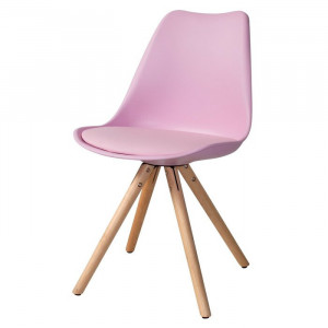 Scaun pentru copii Bergevin, lemn/plastic, roz, 83 x 49 x 17,5 cm - Img 1