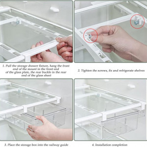 Sertar organizator pentru frigider cu 8 compartimente FOCCTS, plastic, transparent, 30.5 x 20 x 9.5  cm