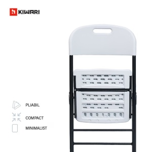 Set 12 x 2 scaune gradina pliabile Kiwari 46x53x87 cm, cadru metalic, 120 kg, terasa/balcon/camping, alb - Img 4