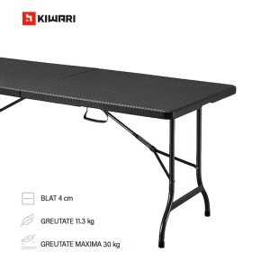Set 15 mese pliante Kiwari Event, metalice, 180x75x72 cm, sistem pliere rapida, negru - Img 5