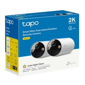 Set 2 Camere IP de Exterior TP-Link Tapo C410 cu Acumulatori IP65 DistanTA IR 15m 3Mpx rezolutie 2K RJ-45 + Wireless Microfon Alb, RESIGILAT, 1 AN GARANTIE - Img 1