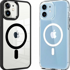 Set 2 huse de protectie pentru iPhone 13 Anbwehr, plastic, transparent/alb/negru, 6,1 inchi