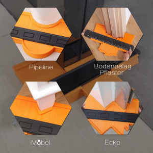Set 2 indicatoare de contur cu blocare Oliya, ABS/metal, portocaliu/negru, 15/25 cm - Img 4