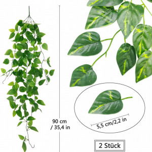 Set 2 plante de iedera agatatoare artificiala Sinzau, plastic/fier, verde, 90 cm - Img 5