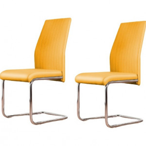 Set 2 scaune de masă tapițate Strout, muștar, 97 x x 57,5 cm