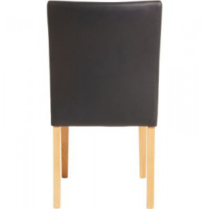 Set 2 scaune Medison, lemn masiv/piele PU, natur/negru, 93 x 57 x 48 cm 