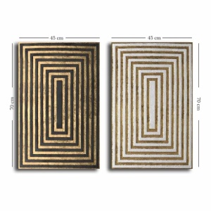 Set 2 tablouri decorative canvas, 2x45x70 cm, panza/lemn, auriu/alb - Verificat A · Re-Bloom - Img 2