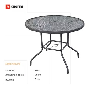Set 20 mese rotunde Kiwari Porto, diametru 90 cm, inaltime 71 cm, 4 persoane, gradina/terasa, gri  - Img 5