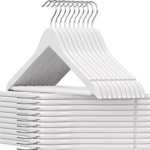 Set 20 umerase Songmics, lemn/metal, alb/argintiu, Resigilat, Grad A