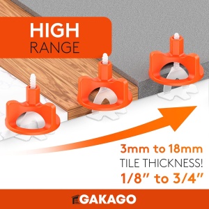 Set 200 tije pentru nivelarea placilor de faianta/gresie Gakago, plastic, alb/portocaliu, 3 mm - Img 6