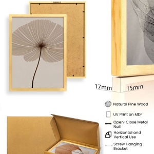 Set 3 tablouri decorative canvas, 3x50x70 cm, panza/lemn masiv, multicolor - Verificat A · Re-Bloom - Img 3