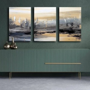 Set 3 tablouri decorative canvas triptic, 3x45x70 cm, dimensiune totala 145x70 cm, panza 100% 2.8mm, cadru lemn pin 100%, multicolor - Verificat A · Re-Bloom