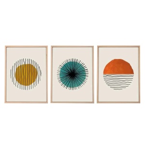 Set 3 tablouri decorative MDF/lemn masiv, 3x50x70 cm, MDF 3mm, cadru lemn masiv 2.5 cm, multicolor - Verificat A · Re-Bloom