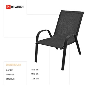 Set 32 scaune Kiwari Lago 55.5x72.5x92.5 cm, suprapozabile, 110 kg, interior/exterior, negru - Img 6