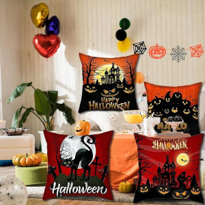 Set de 4 fete de perna de Halloween, poliester, multicolor, 45X45cm