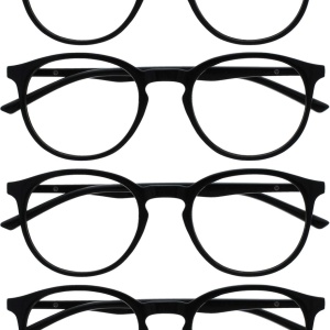 Set 4 perechi ochelari de vedere Opulize, plastic/sticla, negru, +1.00