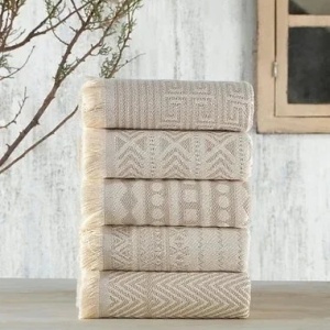 Set 5 prosoape, bumbac 100%, 38x65 cm, 270g/m², lavabil 40°C, bej - Verificat A · Re-Bloom - Img 1