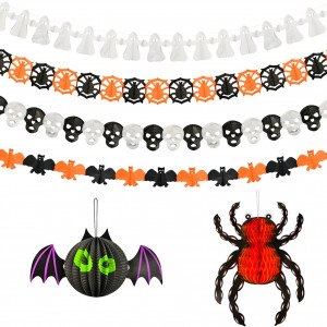 Set 6 decoratiuni Halloween KATELUO, hartie, multicolor - Img 1