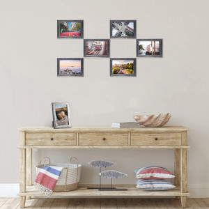 Set 7 rame foto de perete Giftgarden, lemn, argintiu, 10 x 15 cm - Img 6