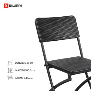 Set 7 x 2 scaune gradina pliabile Kiwari 44.5x57x80.5 cm, cadru metalic, 120 kg, terasa/balcon/camping, negru - Img 2