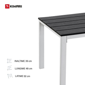 Set 8 x set mobilier gradina Kiwari, masa 52x48x39 cm + 2 scaune 62.5x64x78 cm, plastic/cadru metalic, perne incluse, gri/alb - Img 5