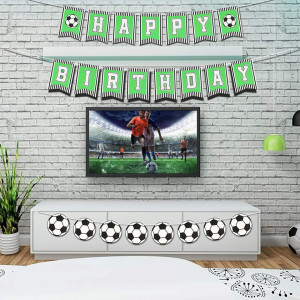 Set aniversar CHALA, model fotbal, carton, verde/negru/alb, 15 piese - Img 4