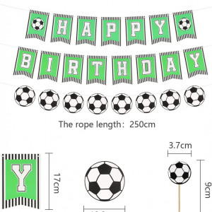 Set aniversar CINVEED, 8 piese, fotbal, verde/alb/negru, carton, 250 cm / 12,2 x 17 cm / 9 x 3,7 cm - Img 2