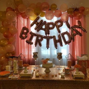 Set aniversar cu banner si 12 baloane Tumao, latex/folie, rose, 40 cm - Img 5