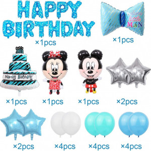 Set aniversar cu Mickey și Minnie FANDE, latex, folie, albastru - Img 3
