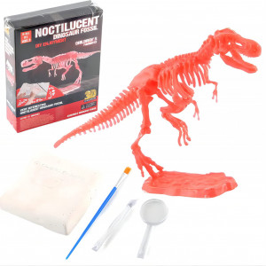 Set cu schelet de dinozaur si kit de cautare Sipobuy, plastic, rosu, Fosila-Tyrannosaurus, 17,3 x 10,5 cm - Img 1