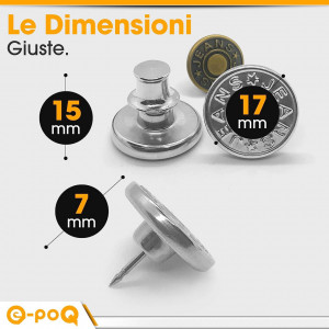 Set de 10 butoane pentru blugi E-poQ®, metal, bronz, 17 x 15 mm - Img 5