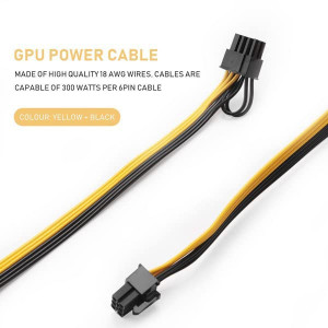 Set de 10 cabluri de alimentare cu 6+2 pini Smallterm, plastic, galben/negru, 50 cm - Img 3