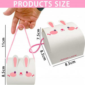 Set de 10 cutii cadou pentru Paste KEELYY, hartie, alb/roz, 8,5 x 8,5 x 7,5 cm - Img 5