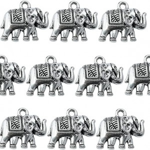 Set de 10 pandantive cu elefant AERZETIX, metal, argintiu, 19 x 16 mm