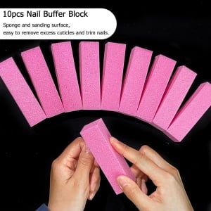 Set de 10 pile buffer pentru unghii Lofuanna, roz, 9,5 x 2,5 x 2,5 cm, 120 granulatie