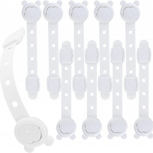 Set de 10 protectii pentru dulapuri/sertare Lanjue plastic, alb, 18,8 x 3,6 cm - Img 1