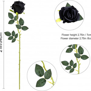 Set de 10 trandafiri artificiali Hawesome, matase/plastic, negru/verde, 54 cm - Img 4