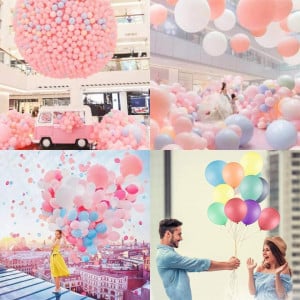 Set de 100 de baloane cu panglica Elion, latex, multicolor, 25 cm - Img 5