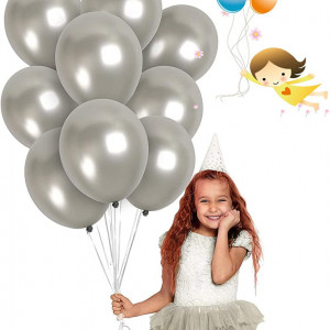 Set de 100 de baloane pentru petrecere JIASHA, latex, argintiu, 30 cm