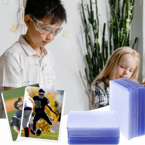 Set de 100 protectii pentru carduri/cartonase Wobekuy, PVC, transparent, 7 x 10 cm - Img 4