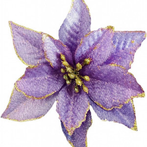 Set de 12 flori artificiale de Craciun NOVELTY GIFTS1, textil, mov, 13 cm