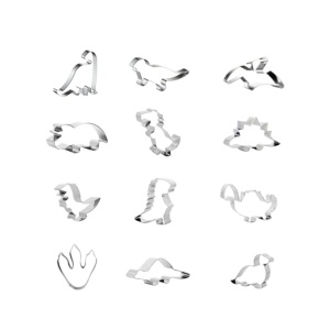 Set de 12 forme pentru biscuiti Dkiny, otel inoxidabil, argintiu