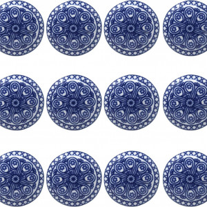 Set de 12 manere pentru sertare/dulapuri Ajuny, alb/albastru, ceramica, 35 x 40 mm