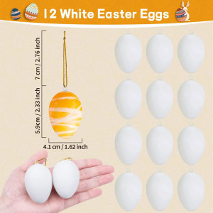 Set de 12 oua de Paste pentru pictat Kiiwah, plastic, alb, 5,9 x 4,1 cm - Img 7