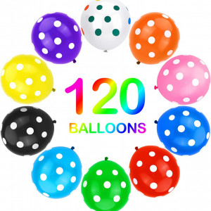 Set de 120 baloane si 6 panglici colorate Qpout, multicolor, latex, 25 cm - Img 5